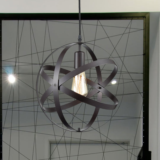 Modern Metal Hanging Light With Black Wire Frame For Living Room