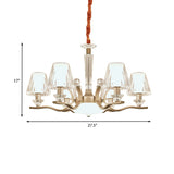 Modern Crystal Glass Cone Pendant Lamp Kit With 6 Bulbs - Elegant Gold Chandelier For Bedrooms