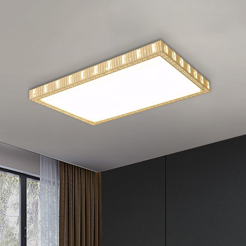 Minimalist Led White Flushmount Lamp - Ceramics Rectangular Flush Mounted Light
