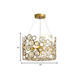 Modern Metal Chandelier With Crystal Bead Detail - 4-Bulb Ceiling Hang Fixture For Dining Room