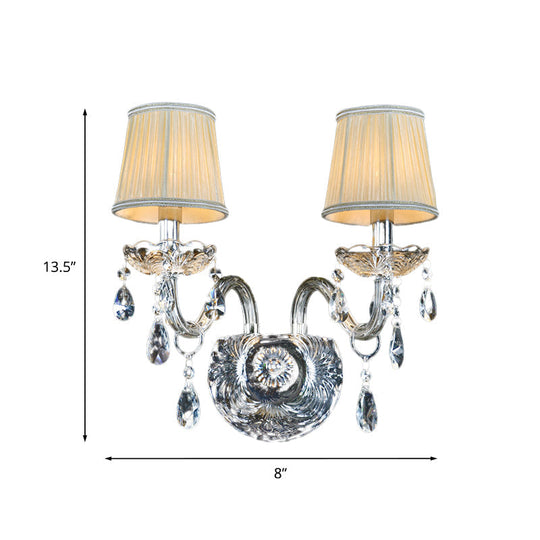 Modern Tapered Sconce Light With 2 Heads - Glass Tube Arm For Bedside Wall Mount