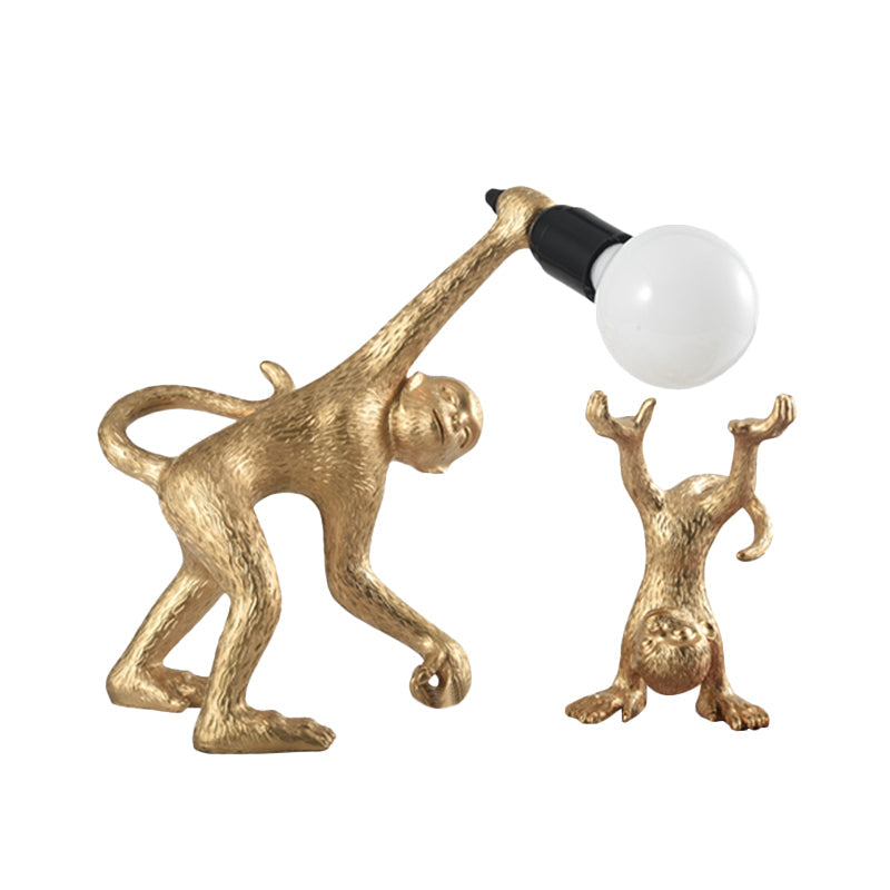 Elena - Resin Monkey Shape Night Table Light Creative 1 Bulb Gold/White/Black Reading Lighting For