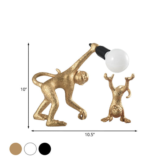 Elena - Resin Monkey Shape Night Table Light Creative 1 Bulb Gold/White/Black Reading Lighting For
