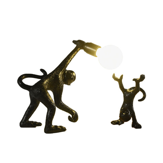 Elena - Resin Monkey Shape Night Table Light Creative 1 Bulb Gold/White/Black Reading Lighting For