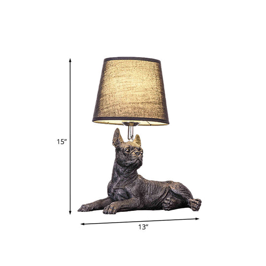 Melody - Creative Sitting/Standing Dog Night Table Light Resin 1 Head Black Lighting With Barrel