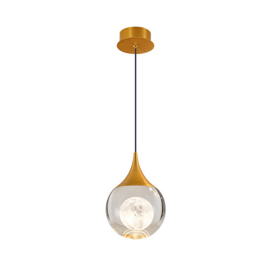 Minimalist Crystal Glass Led Pendant Light With Gold Finish - Multiple Shapes Available
