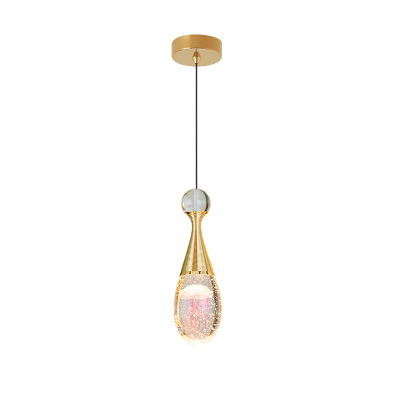 Minimalist Crystal Glass Led Pendant Light With Gold Finish - Multiple Shapes Available