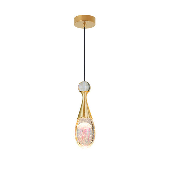 Minimalist Crystal Glass Led Pendant Light With Gold Finish - Multiple Shapes Available