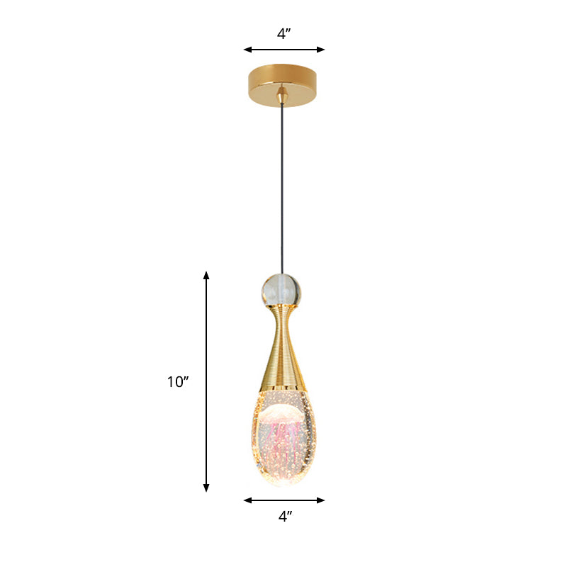 Minimalist Crystal Glass Led Pendant Light With Gold Finish - Multiple Shapes Available