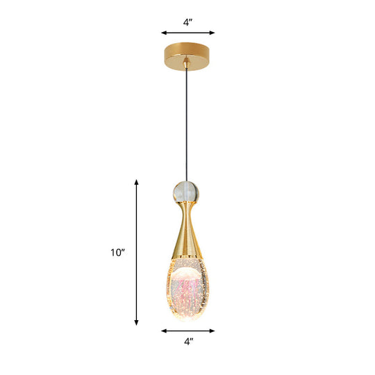 Minimalist Crystal Glass Led Pendant Light With Gold Finish - Multiple Shapes Available