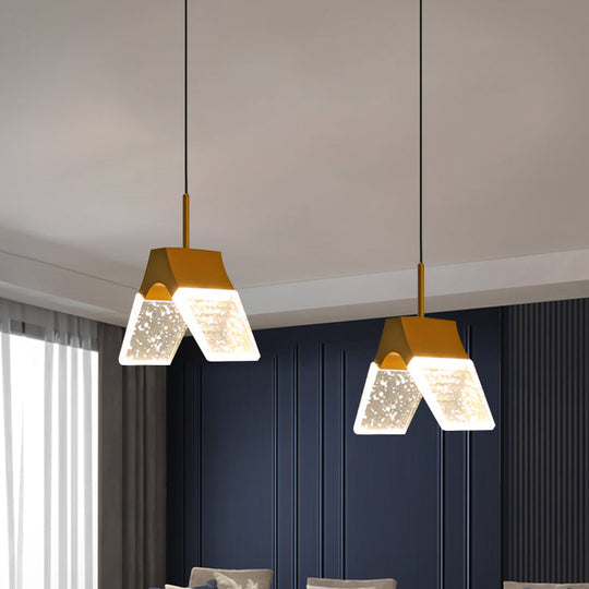 Minimalist Crystal Glass Led Pendant Light With Gold Finish - Multiple Shapes Available / C