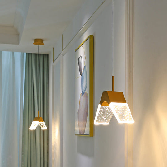 Minimalist Crystal Glass Led Gold Pendant Light - Orb/Teardrop/Arc Shape