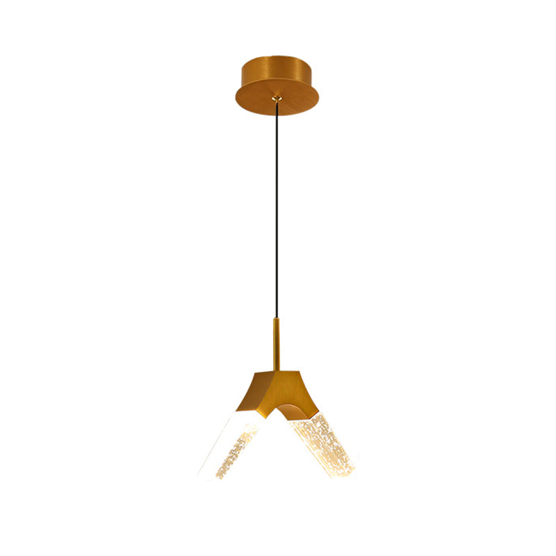 Minimalist Crystal Glass Led Pendant Light With Gold Finish - Multiple Shapes Available