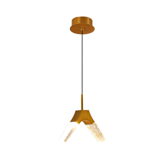 Minimalist Crystal Glass Led Pendant Light With Gold Finish - Multiple Shapes Available