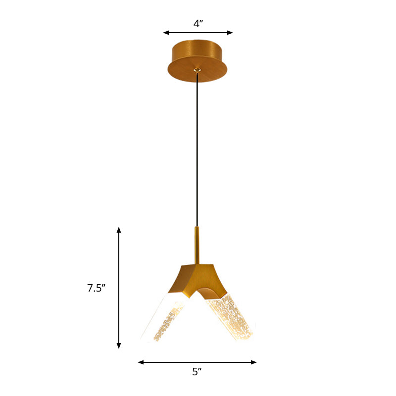 Minimalist Crystal Glass Led Pendant Light With Gold Finish - Multiple Shapes Available