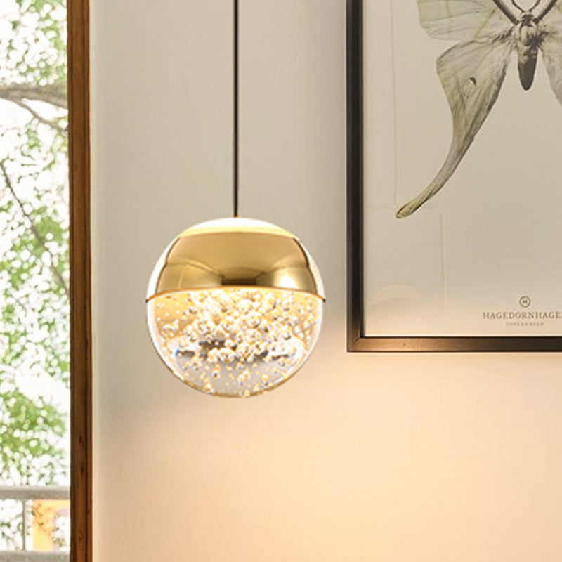 Minimalist Crystal Glass Led Pendant Light With Gold Finish - Multiple Shapes Available