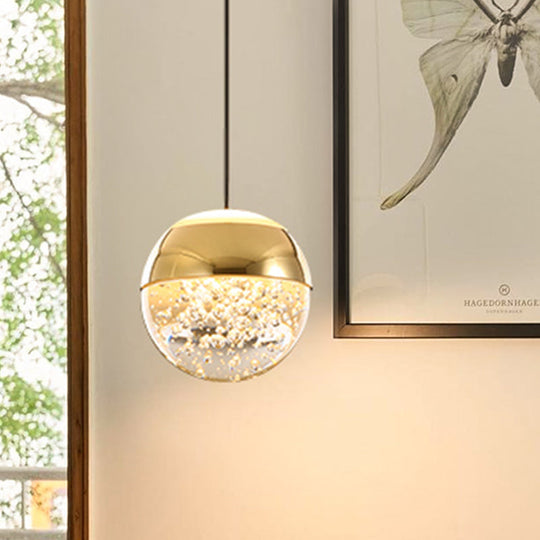 Minimalist Crystal Glass Led Pendant Light With Gold Finish - Multiple Shapes Available