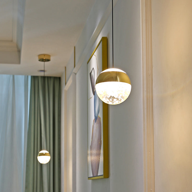 Minimalist Crystal Glass Led Pendant Light With Gold Finish - Multiple Shapes Available