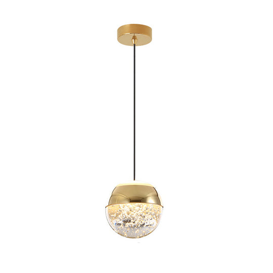 Minimalist Crystal Glass Led Pendant Light With Gold Finish - Multiple Shapes Available