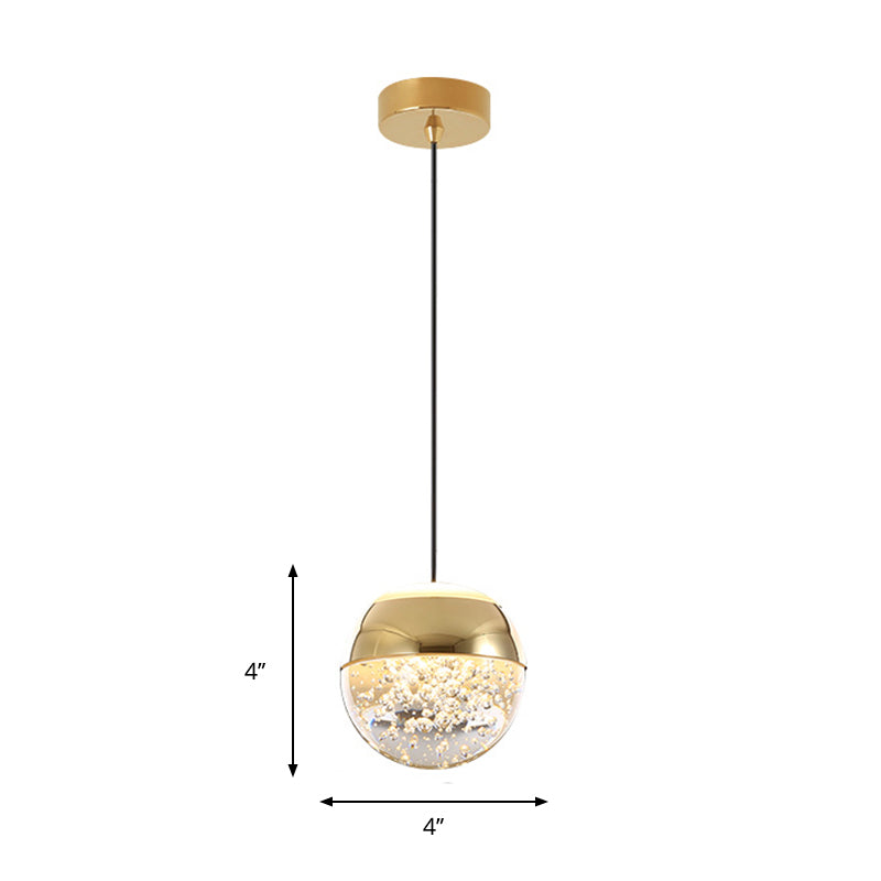 Minimalist Crystal Glass Led Pendant Light With Gold Finish - Multiple Shapes Available