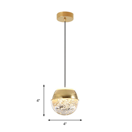 Minimalist Crystal Glass Led Pendant Light With Gold Finish - Multiple Shapes Available