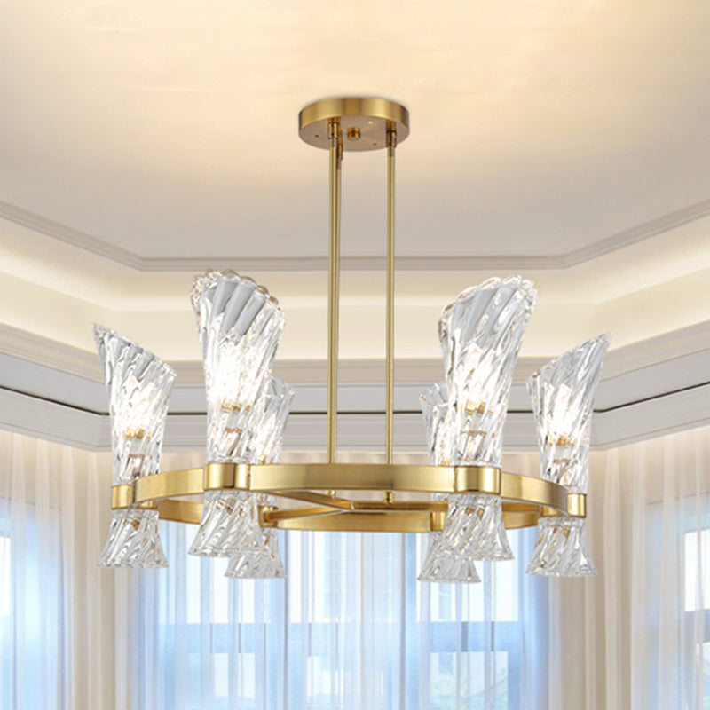 Modern Gold Metal 6 - Light Semi Flush Ceiling Light With Crystal Twisted Shade