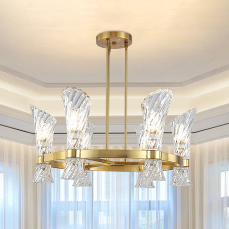 Modern Gold Metal 6-Light Semi Flush Ceiling Light With Crystal Twisted Shade