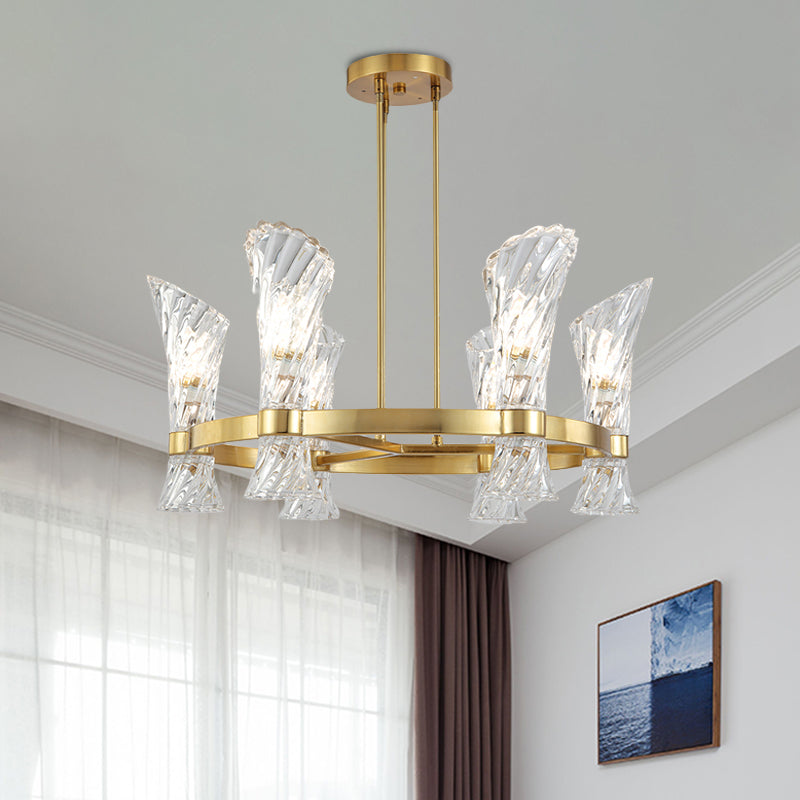 Modern Gold Metal 6 - Light Semi Flush Ceiling Light With Crystal Twisted Shade