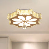 Modern Crystal Led Gold Flush Mount Lighting For Corridor - Flower Flushmount
