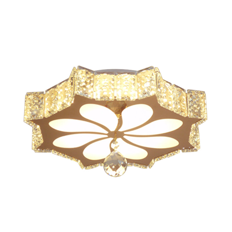 Modern Crystal Led Gold Flush Mount Lighting For Corridor - Flower Flushmount