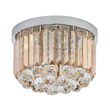 Minimal Round Crystal Orb Flush Mount Light With 4-Head Design In Chrome - Close To Ceiling Lighting