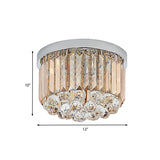 Minimal Round Crystal Orb Flush Mount Light With 4-Head Design In Chrome - Close To Ceiling Lighting