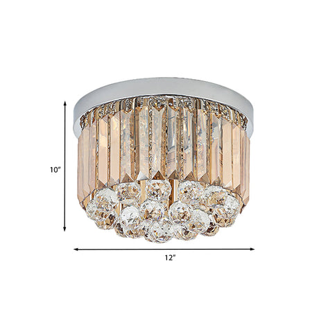 Minimal Round Crystal Orb Flush Mount Light With 4-Head Design In Chrome - Close To Ceiling Lighting
