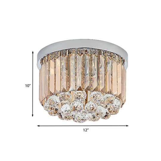 Minimal Round Crystal Orb Flush Mount Light With 4-Head Design In Chrome - Close To Ceiling Lighting
