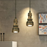 Aged Brass Water Pipe Mini Pendant Lamp - Antique Style 1-Light Wrought Iron Fixture