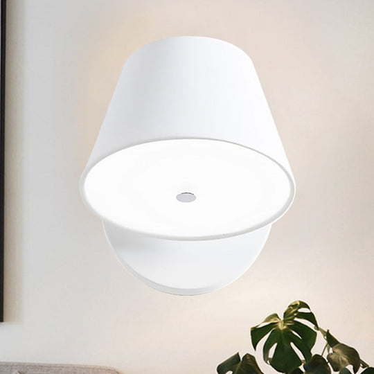 Metal Cone Wall Sconce - 1 Light In White/Warm With Pink Yellow And Black Accents White /