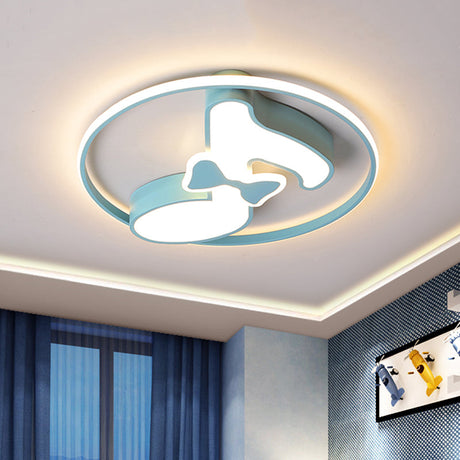 Kids Musical Note Ceiling Lamp In Pink/Light Blue - Acrylic Led Nursery Flush Mount Light With