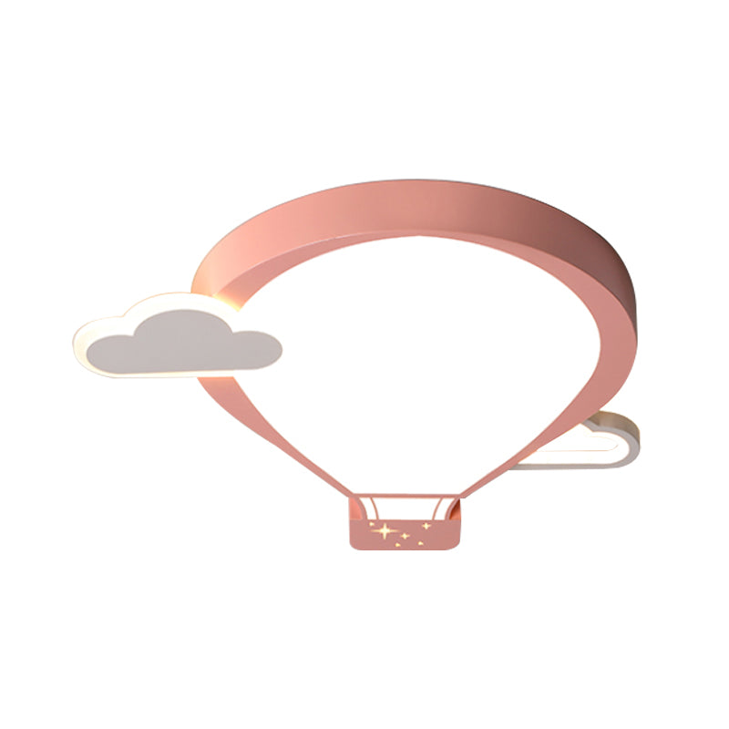 Cartoon Acrylic Led Ceiling Light: Hot Air Balloon Theme In Pink/Blue For Nursery