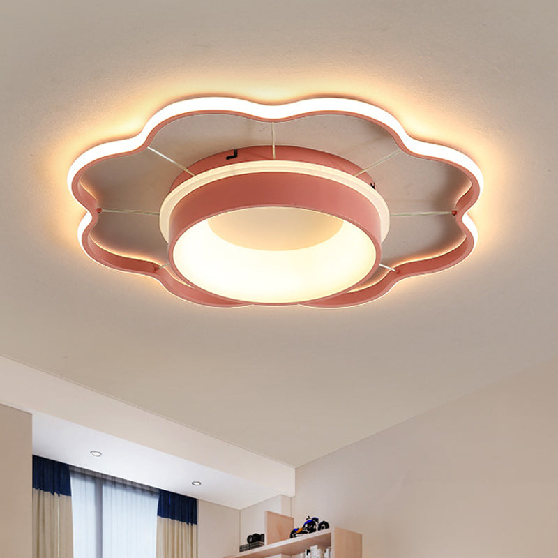 Flower Flush Mount Spotlight Kids Led Light In Pink/Gold Warm/White Pink / Warm