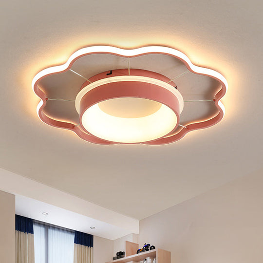 Flower Flush Mount Spotlight Kids Led Light In Pink/Gold Warm/White Pink / Warm