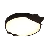 Kids Led Flush Mount Ceiling Light - Black Round Acrylic Fixture In Warm/White
