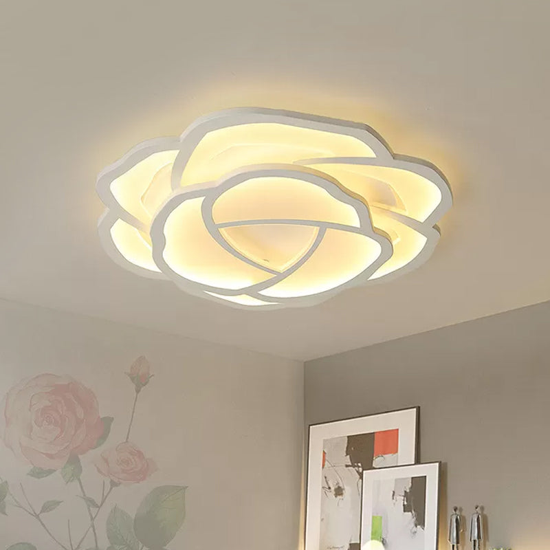 Blossom Acrylic Led Flush Mount Light: Minimalistic White Recessed Lighting With 3 - Color Options