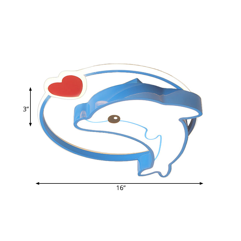 Blue Dolphin Led Acrylic Flush Mount Ceiling Light Fixture In Warm/White For Nursery