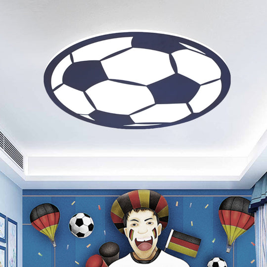 Cartoon Football Led Flush Ceiling Light For Nursery - White/Black/Pink