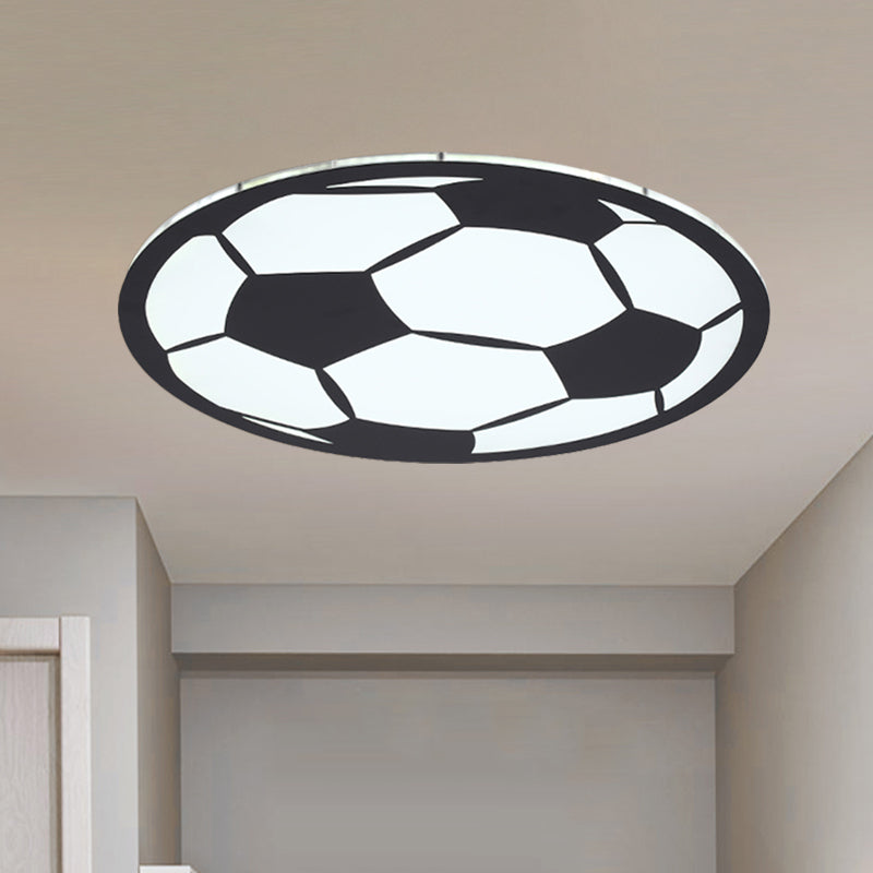 Cartoon Football Led Flush Ceiling Light For Nursery - White/Black/Pink