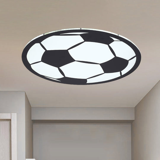 Cartoon Football Led Flush Ceiling Light For Nursery - White/Black/Pink