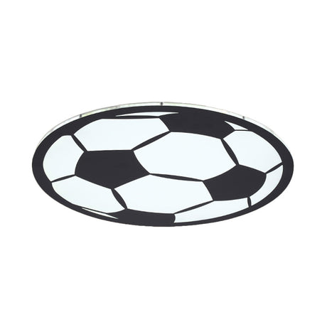 Cartoon Football Led Flush Ceiling Light For Nursery - White/Black/Pink