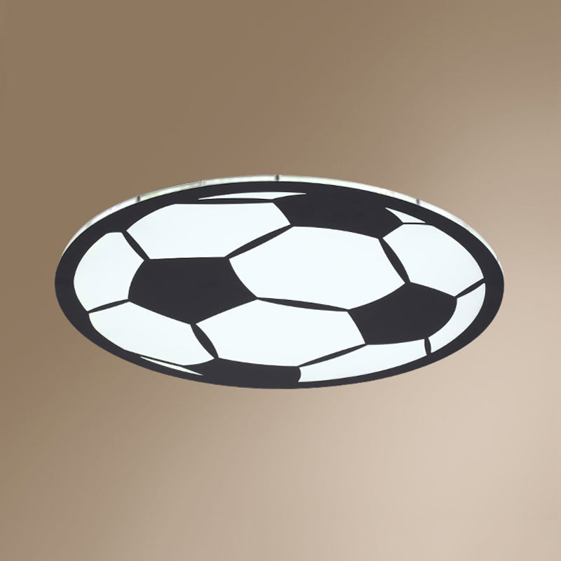 Cartoon Football Led Flush Ceiling Light For Nursery - White/Black/Pink