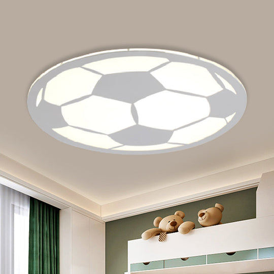Cartoon Football Led Flush Ceiling Light For Nursery - White/Black/Pink White