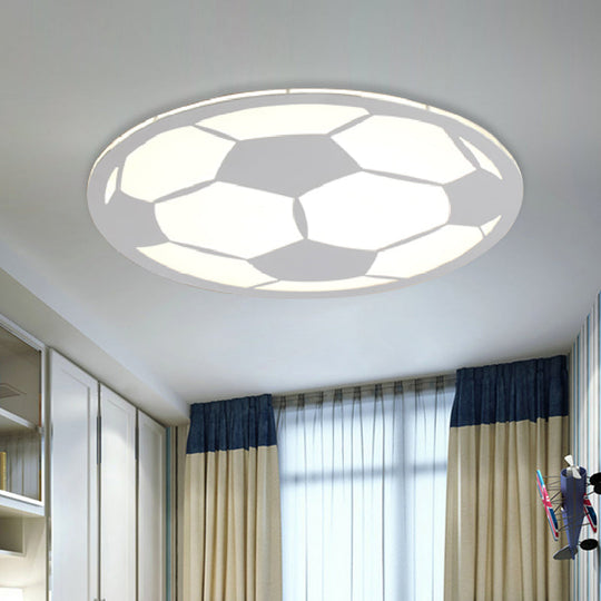 Cartoon Football Led Flush Ceiling Light For Nursery - White/Black/Pink